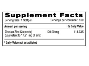 ZINC GLUCONATE 120 MG X 100