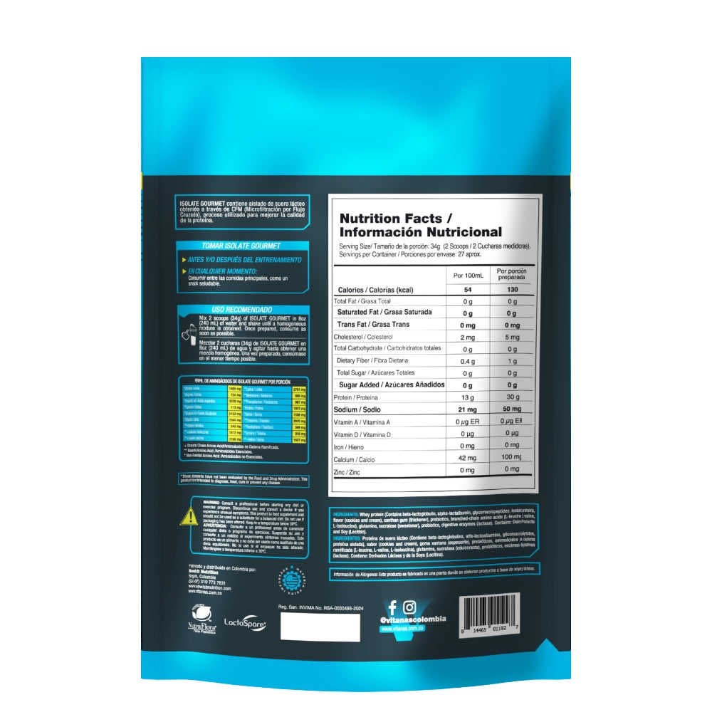 PROTEINA AISLADA - ISOLATE GOURMET 2 LB