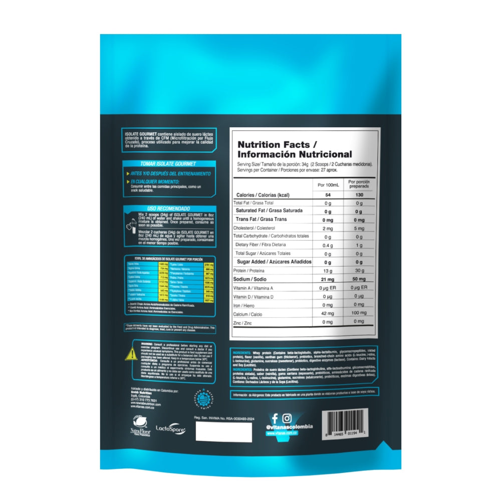 PROTEINA AISLADA - ISOLATE GOURMET 2 LB