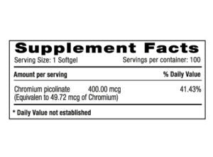 CHROMIUM PICOLINATE 400 MCG X 100