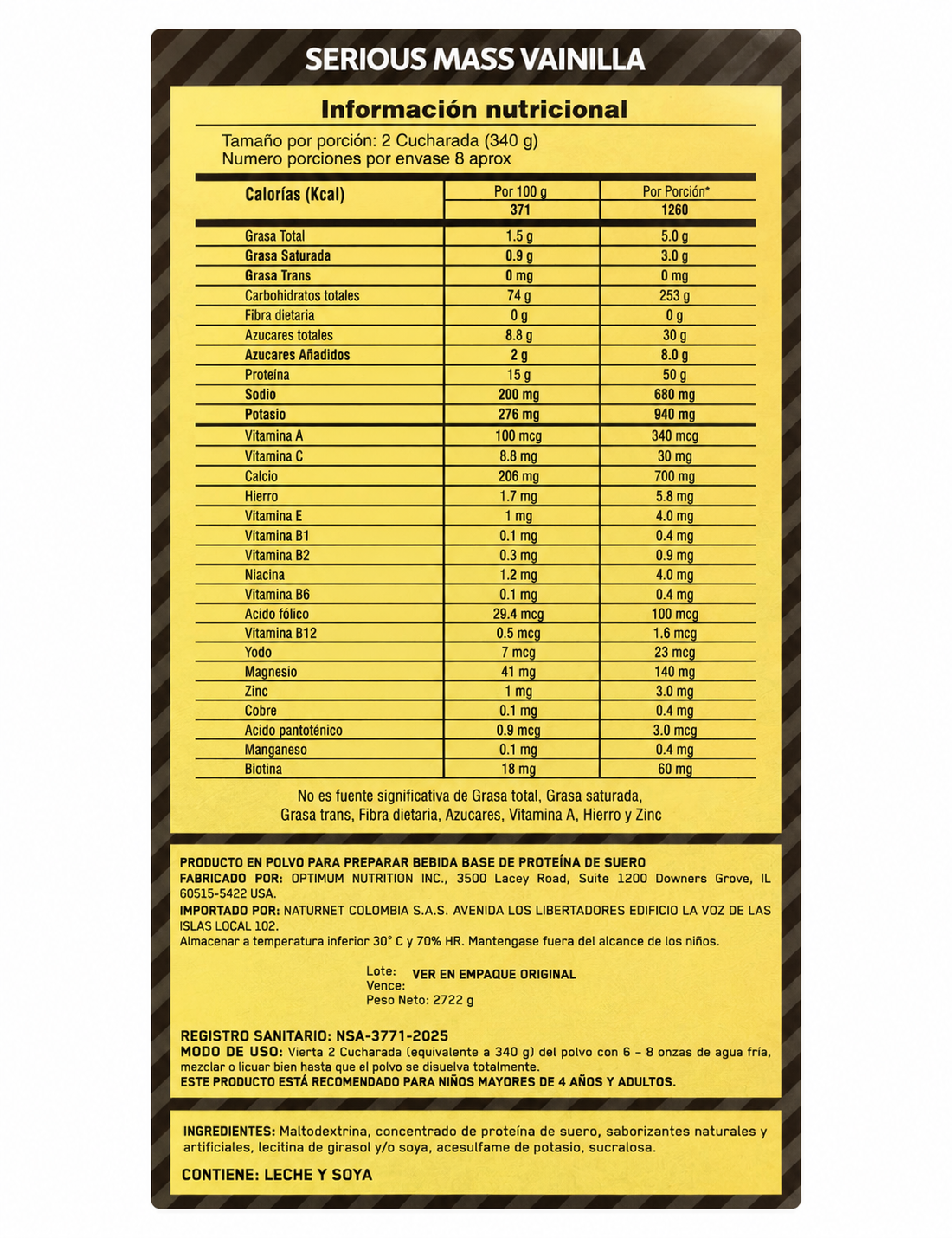SERIOUS MASS 6 LB - PROTEINA HIPERCALORICA