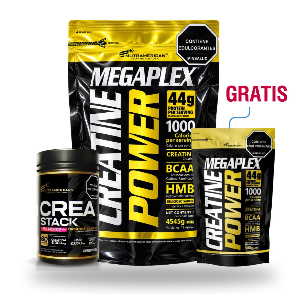 COMBO MEGAPLEX CREATINE POWER 10 LB + CREA STACK + MEGAPLEX CREATINE POWER 2 LB