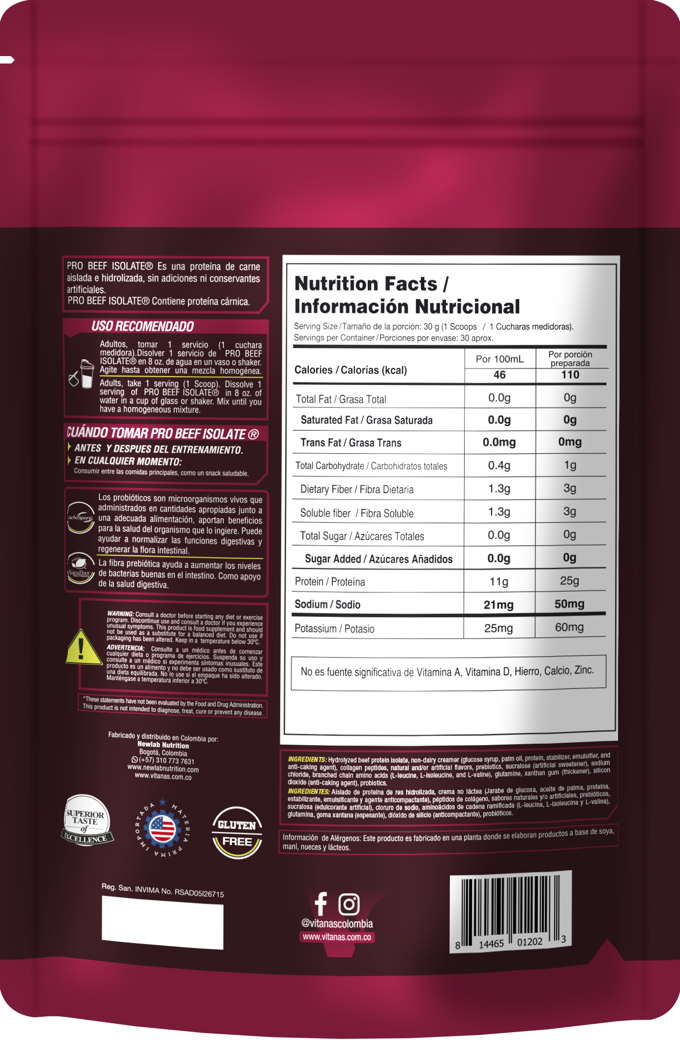 PROTEINA AISLADA E HIDROLIZADA: PRO BEEF ISOLATE /2 LBS