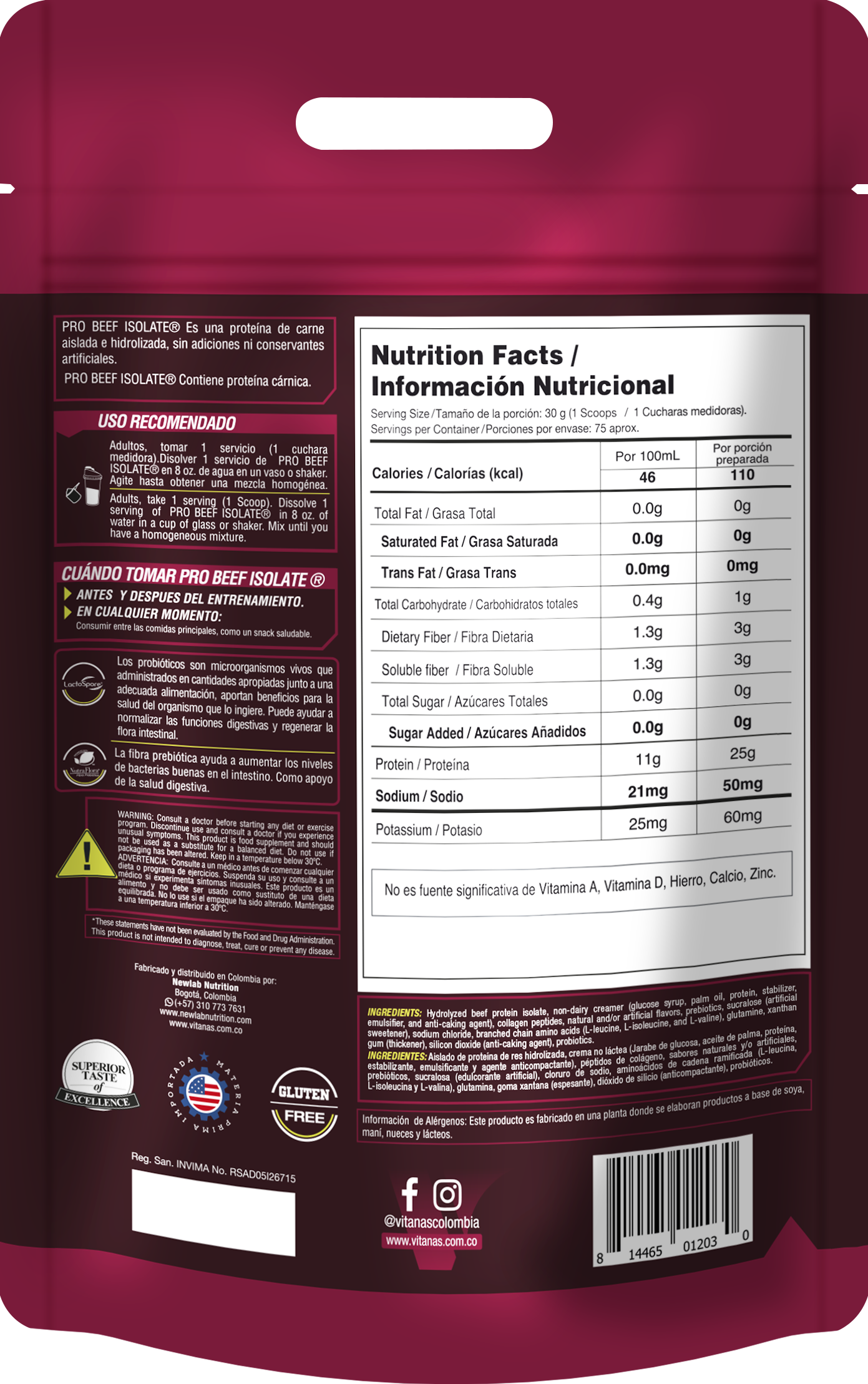 PROTEINA AISLADA E HIDROLIZADA: PRO BEEF ISOLATE  /5LBS