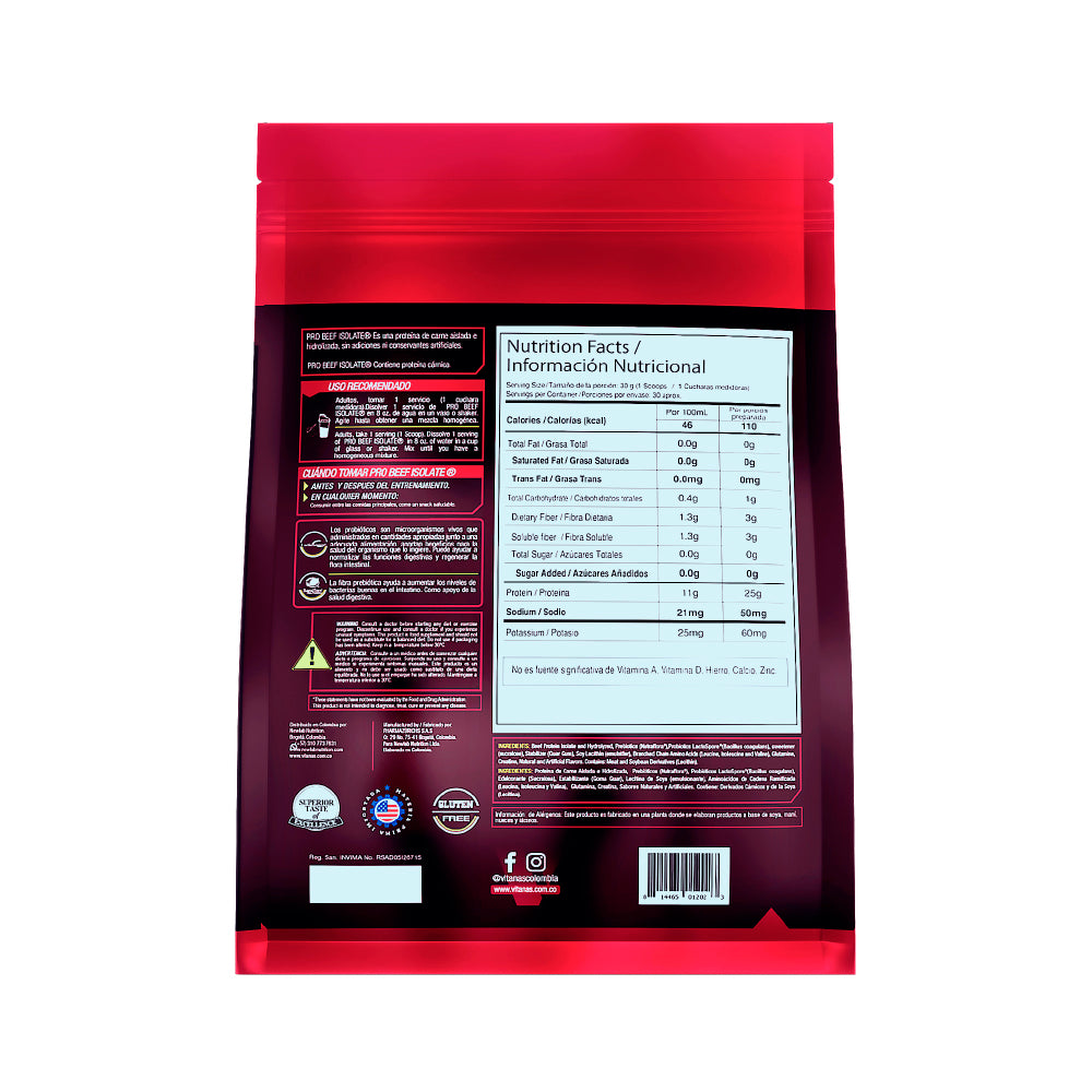 PRO BEEF ISOLATE 2 LB - PROTEINA HIDROLIZADA DE CARNE
