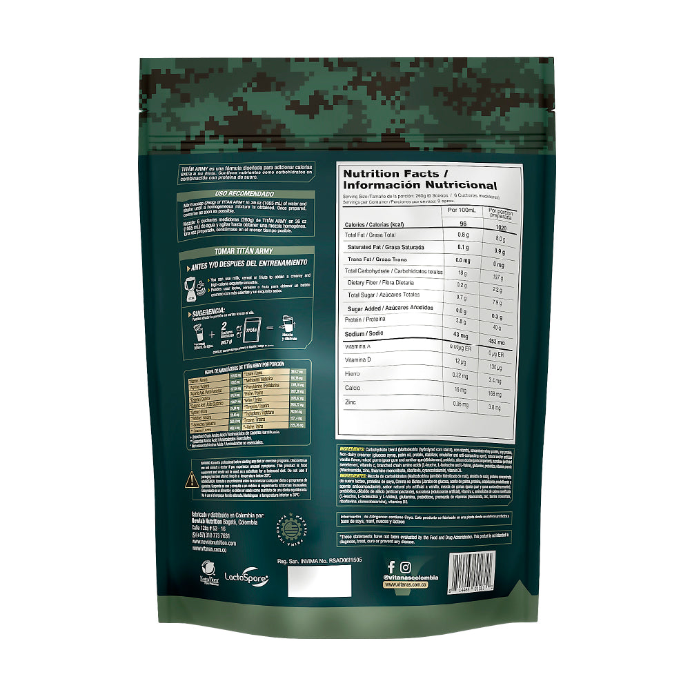 TITAN ARMY 5 LB - PROTEINA HIPERCALORICA