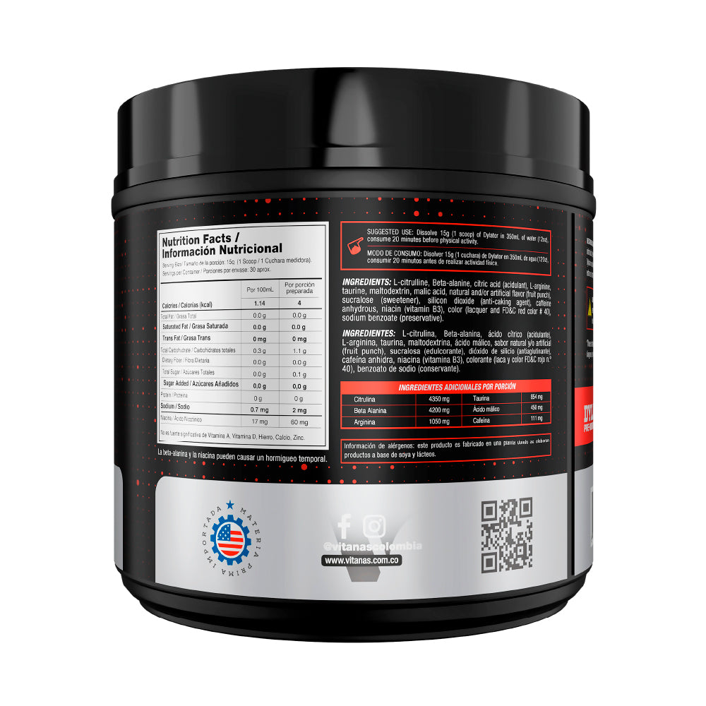 DYLATOR PRE-WORKOUT 30 SERVICIOS