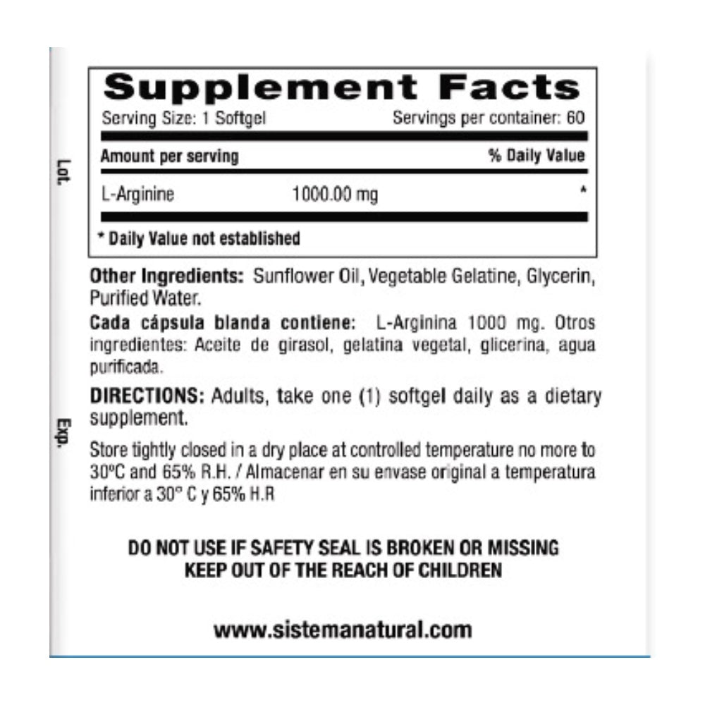 L-ARGININA 1000 MG - 60 SOFTGELS