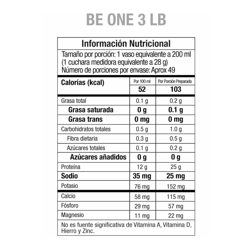 BE ONE VAINILLA 3 LB - PROTEINA AISLADA - GMN