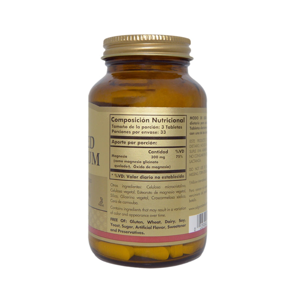 CHELATED MAGNESIUM - 100 TABLETAS - MAGNESIO QUELADO