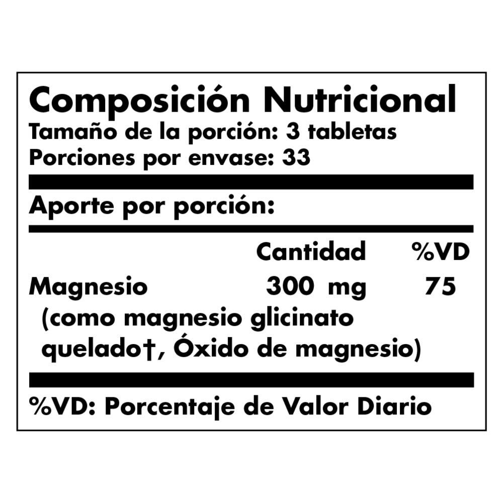 CHELATED MAGNESIUM - 100 TABLETAS - MAGNESIO QUELADO