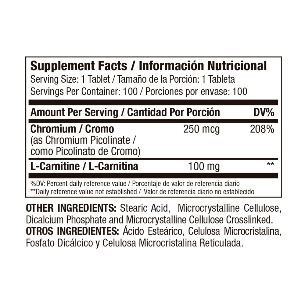 CHROMIUM PICOLINATE 250 MCG- PICOLINATO DE CROMO
