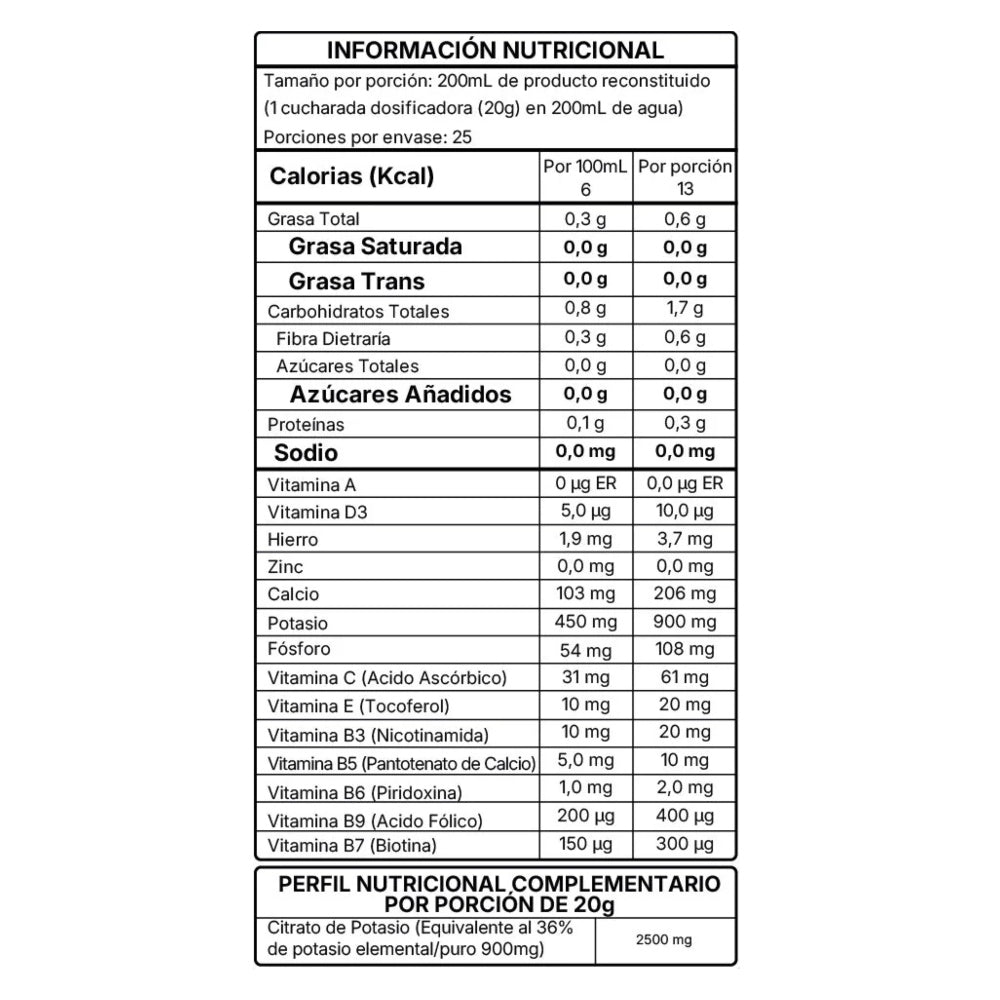 CITRATO DE POTASIO - 25 PORCIONES