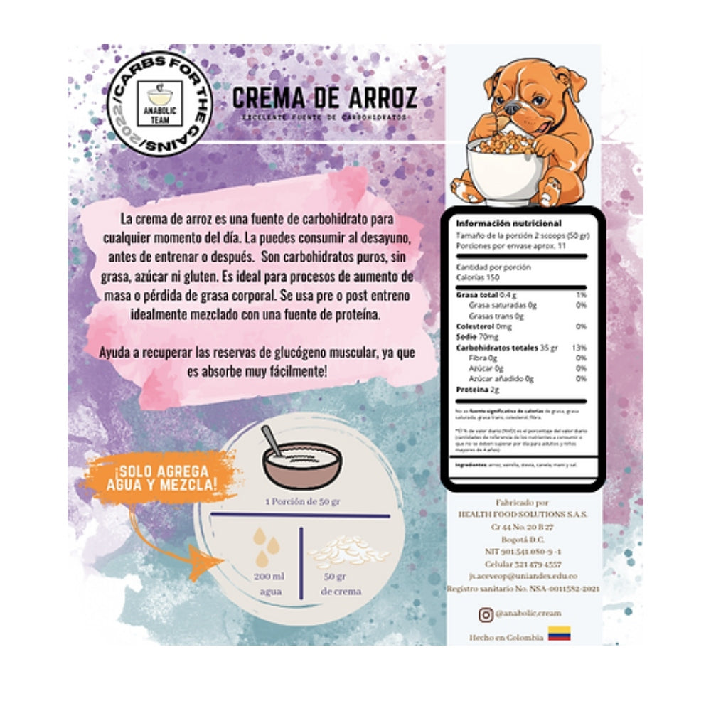 CREMA DE ARROZ INSTANTÁNEA 550 G - ANABOLIC