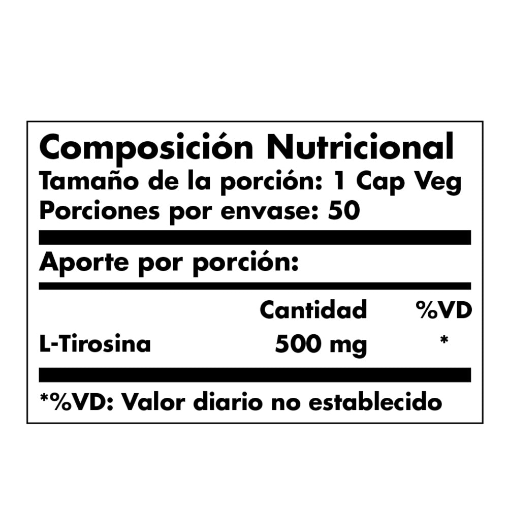 L-TYROSINE 500 MG - 100 CÁPSULAS VEGETALES