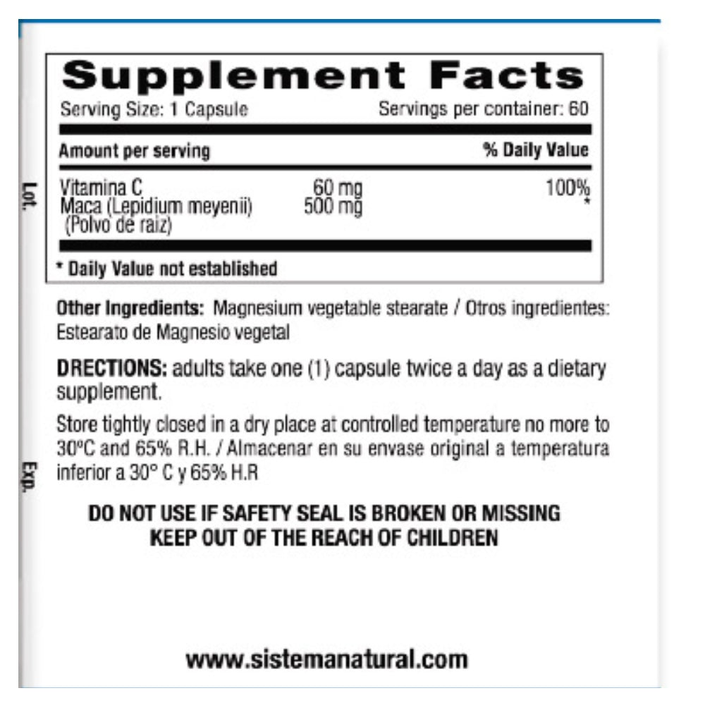 MACA 500 MG + VITAMINA C