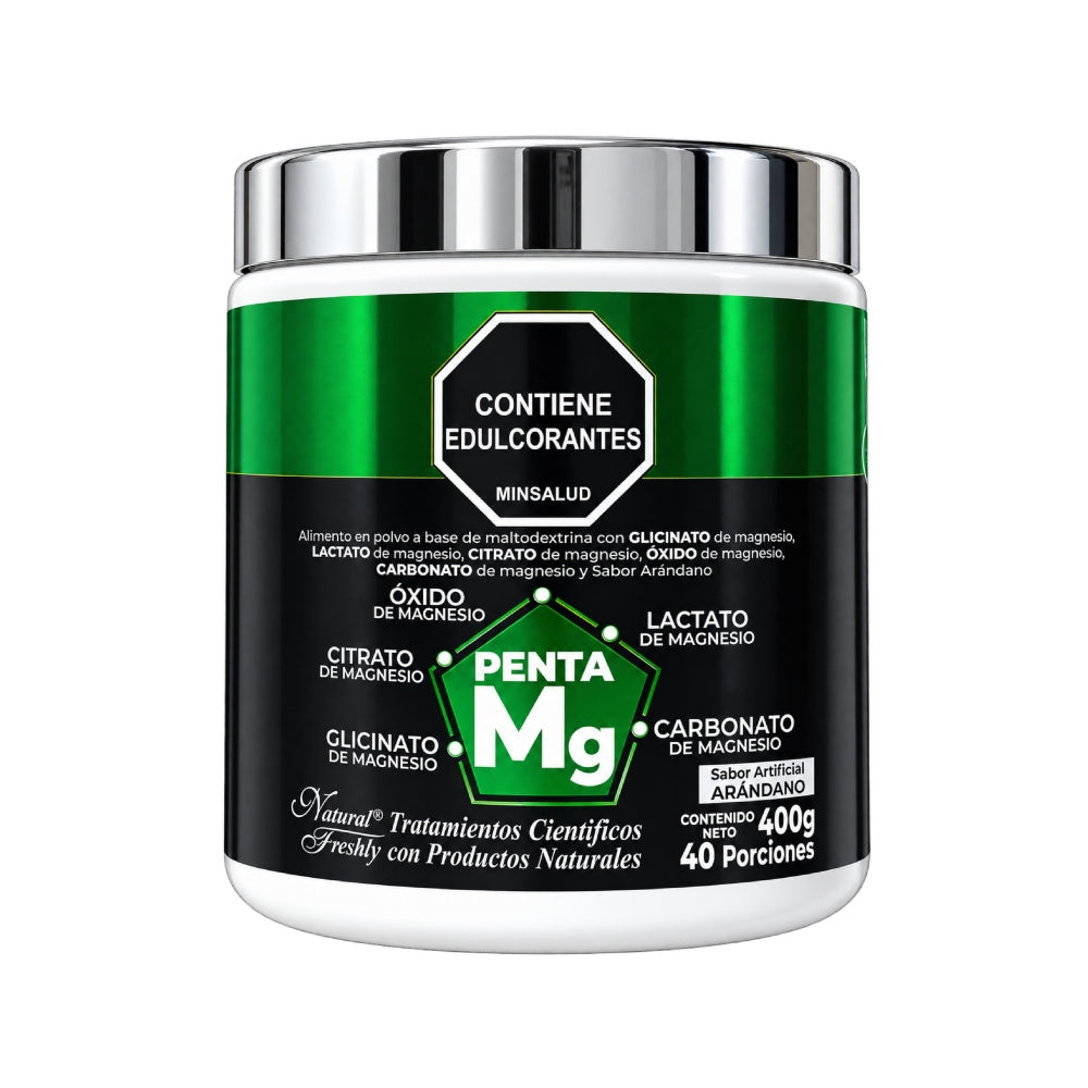 PENTA MAGNESIO - 40 PORCIONES - GLICINATO, OXIDO, LACTATO, CITRATO Y CARBONATO DE MAGNESIO