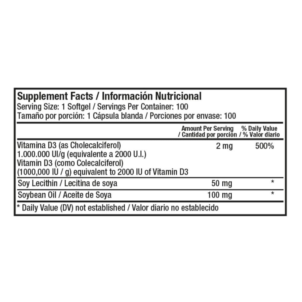 VITAMINA D3 2000 IU - 100 SOFTGELS