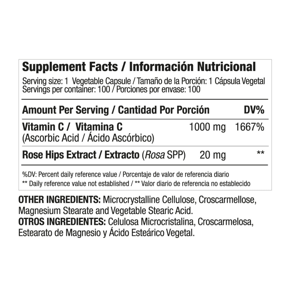 VITAMINA C 1000 MG CON ROSE HIPS