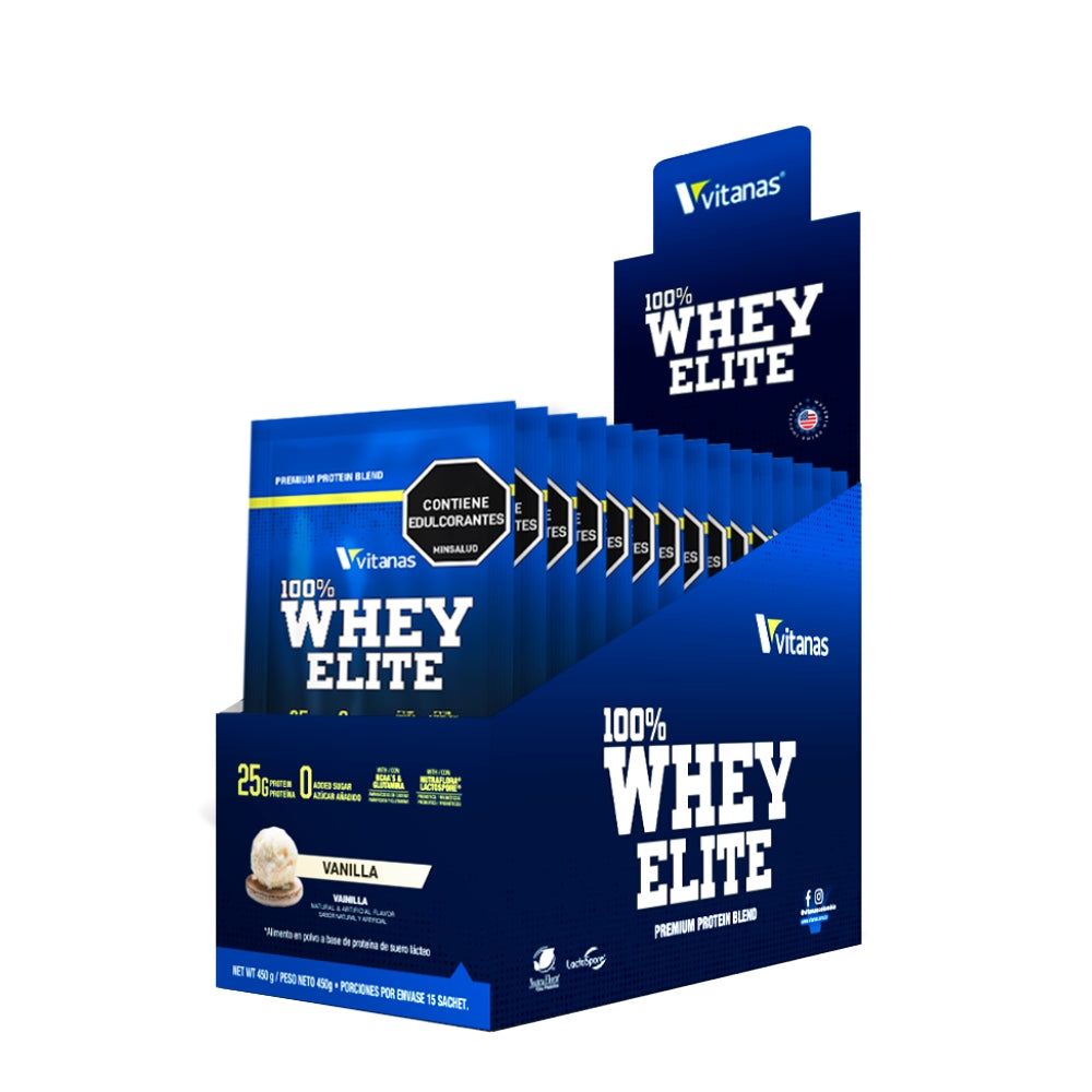 100%  WHEY ELITE VAINILLA  / 15 SACHETS